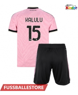Günstige Juventus Pierre Kalulu #15 Auswärts Trikotsatzt Kinder 2026-27 Kurzarm (+ Kurze Hosen)